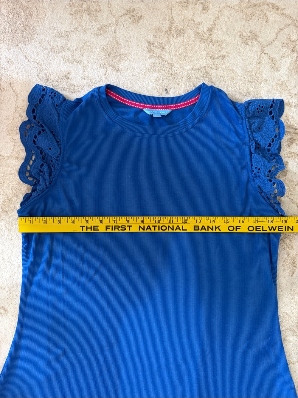 Draper James Royal Blue Eyelet Flutter Sleeve Tank - Picture 9 of 9